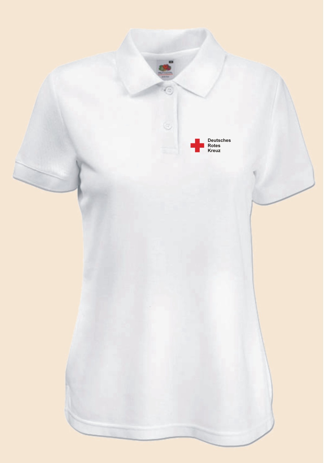 Ladies Classic Polo weiß - Rundlogo 8cm