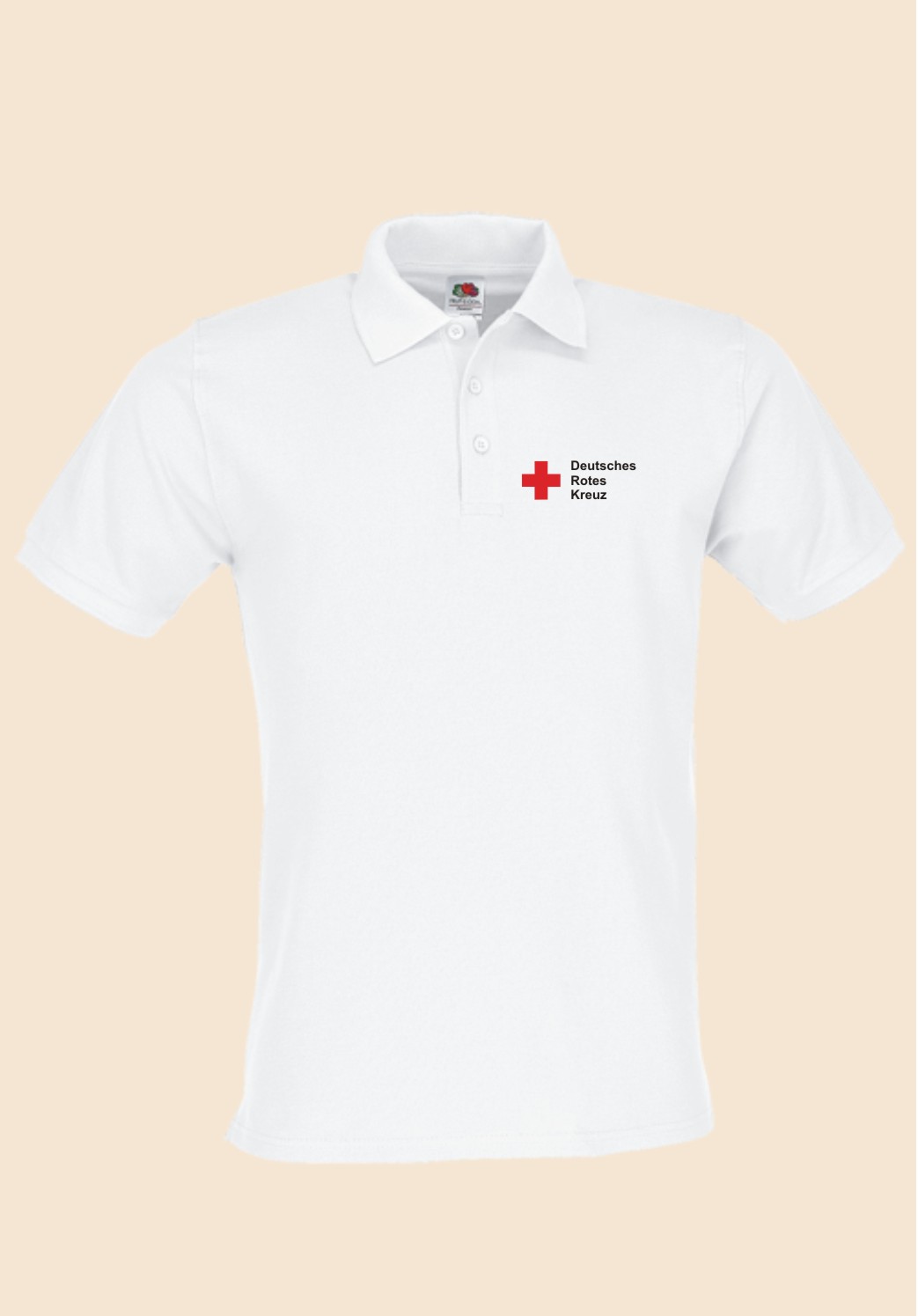 Herren Classic Polo weiß - Rundlogo 8cm