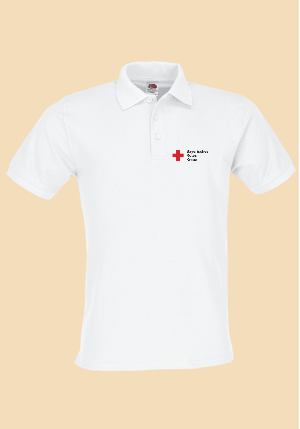 Man´s Superior Polo weiß 60 Grad waschbar - Rundlogo 8cm