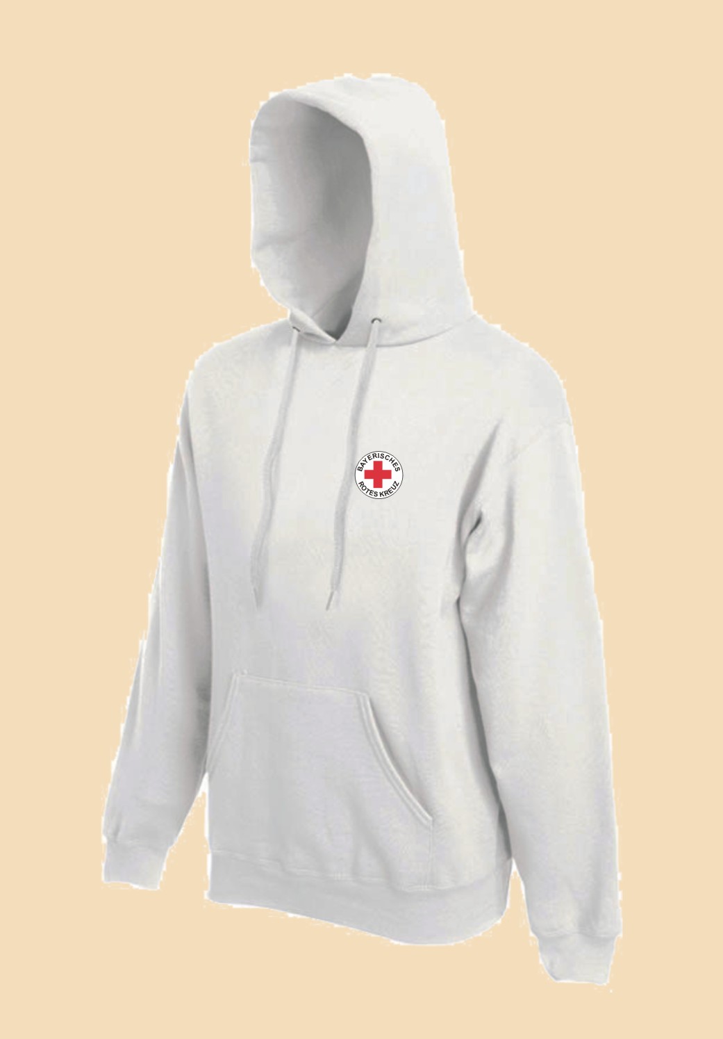 Damen Kapuzensweater weiß - Rundlogo 8cm