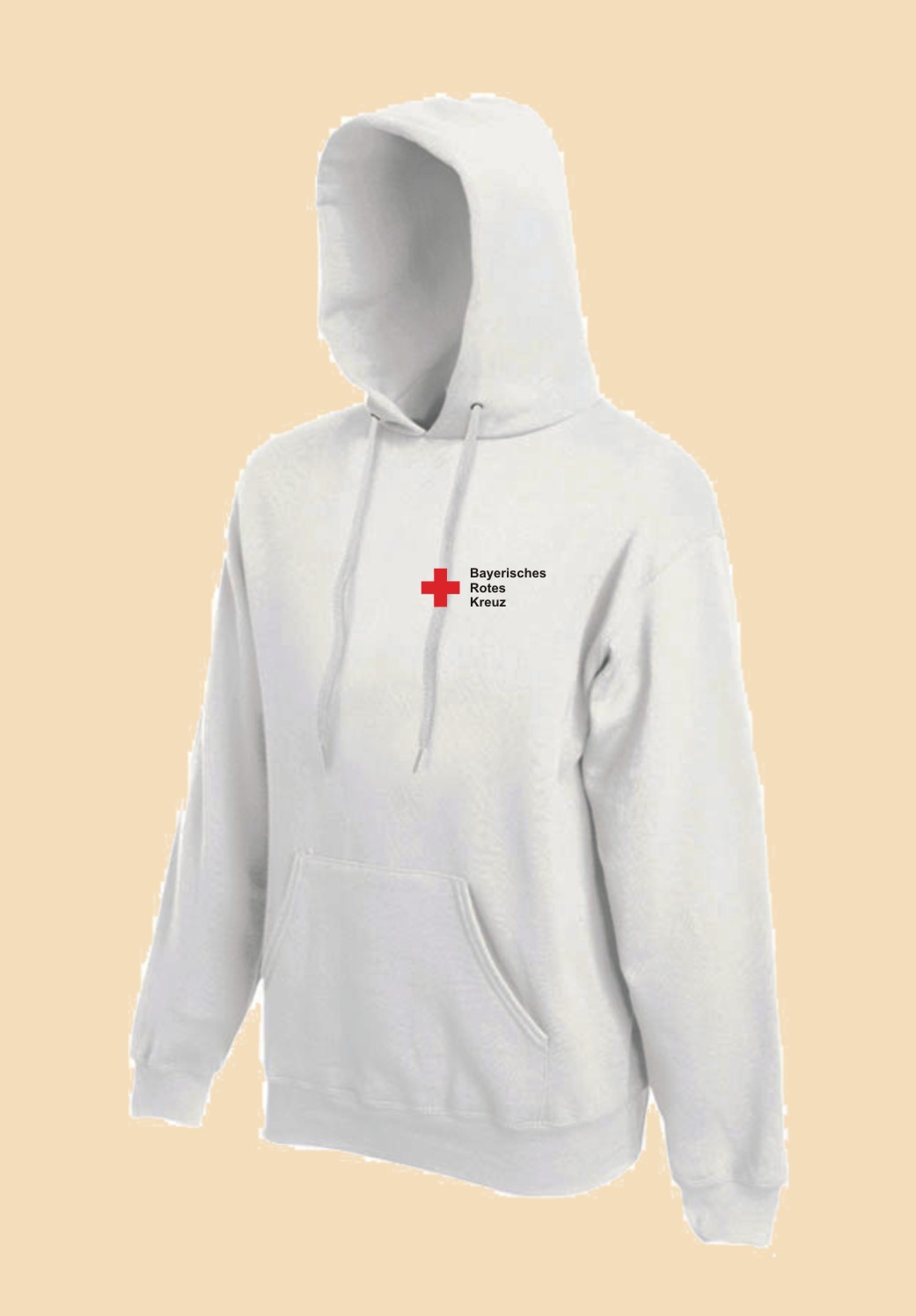 Damen Kapuzensweater weiß - Rundlogo 8cm