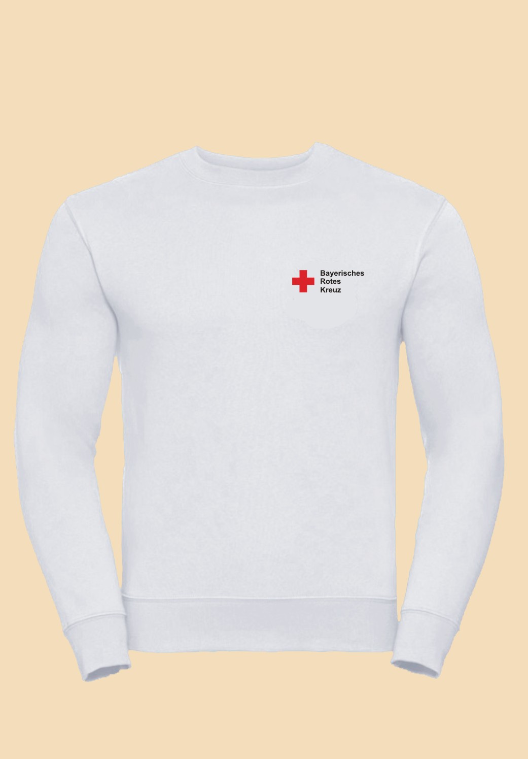 Unisex Round Sweat Heavy weiß 60 Grad waschbar - Rundlogo 8cm