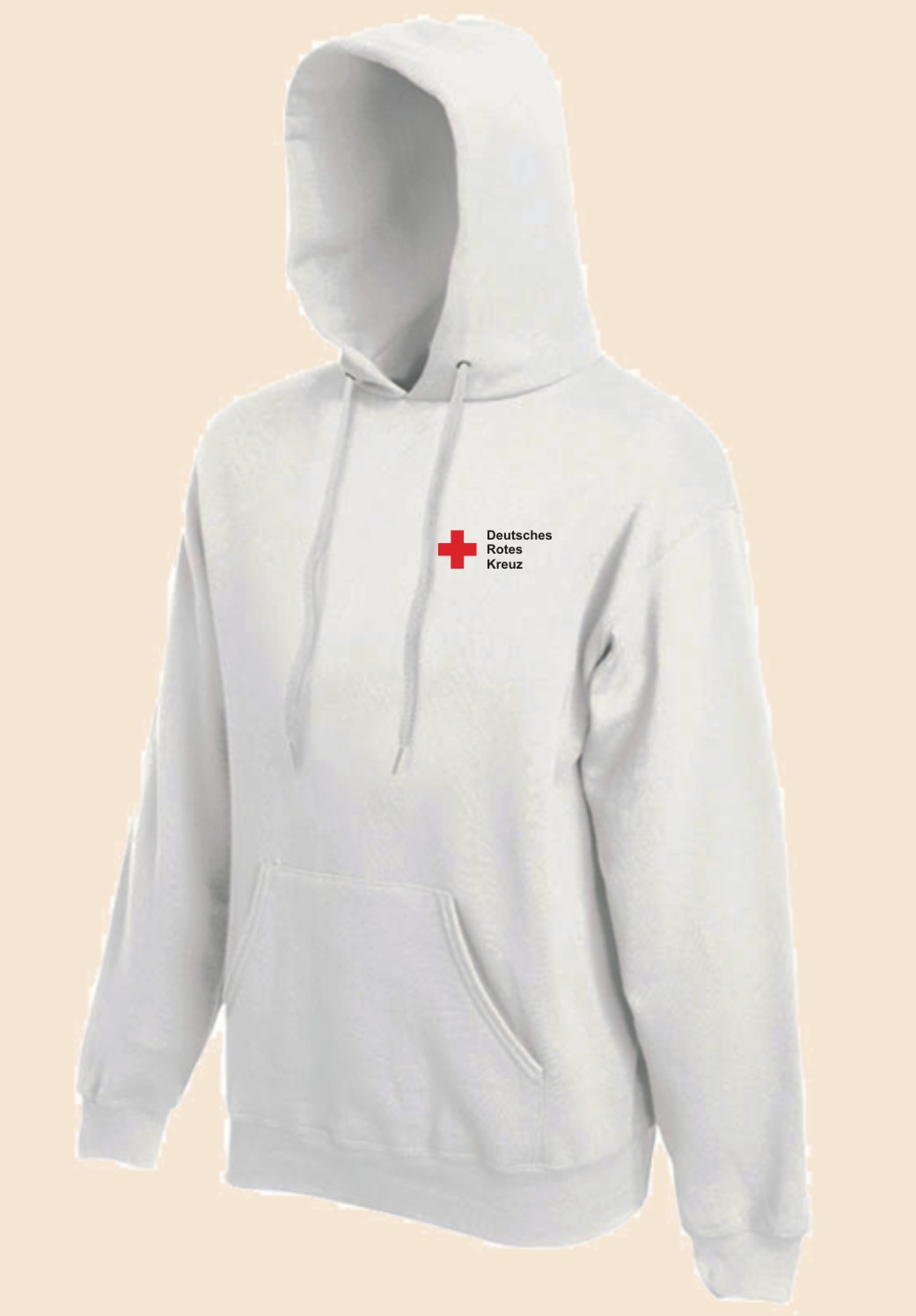 Damen Kapuzensweater weiß - Rundlogo 8cm